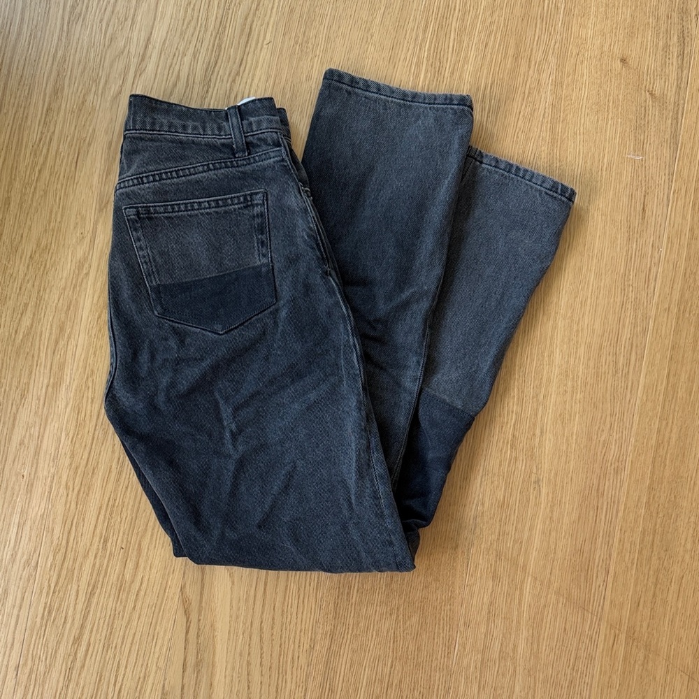 REFORMATION High-Waisted Black Denim Patch Jeans